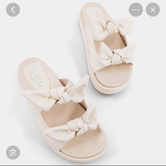 ShuShop- Kiki. Blush  Bow Slide Sandals. Like new. - Picture 3 of 11